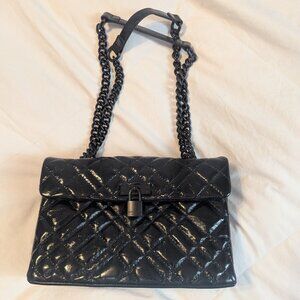KURT GEIGER LONDON Mini Brixton Drench Black Patent Leather Shoulder Bag